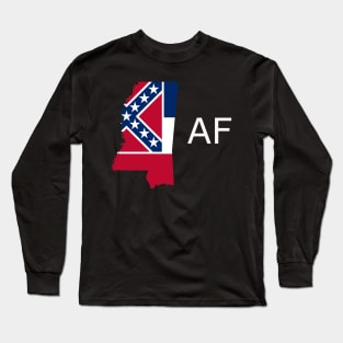 Mississippi Flag State Outline AF (white) Long Sleeve T-Shirt